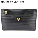 【冬のTHEセール 30%OFF】マリオ ヴァレンティノ クラッチバッグ バック セカンドバッグ バック レディース メンズ Vマーク ブラック ゴールド レザー MARIO VALENTINO 【マリオ ヴァレンティノ】 T18172 【中古】