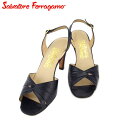 【春の大感謝祭 30％OFF】サルヴァトーレ フェラガモ サンダル シューズ 靴 レディース #7 ネイビー レザー Salvatore Ferragamo 【フェラガモ】 t18471s 【中古】