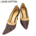 【春の大感謝祭 30％OFF】ルイ ヴィトン パンプス シューズ 靴 レディース #34ハーフ ブラウン ベージュ レザー Louis Vuitton T18493 ブランド 【中古】