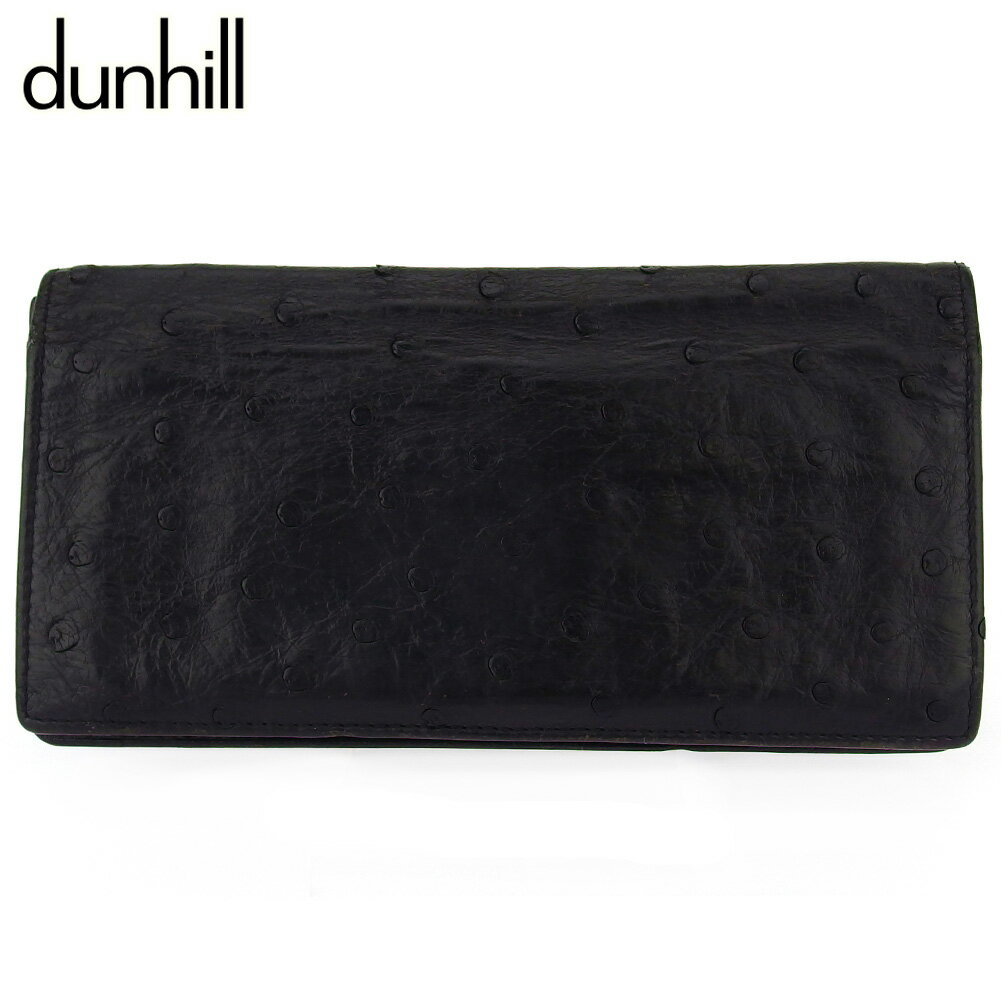 【スプリングセール30％OFF】ダンヒル 長札入れ 札入れ メンズ クイルマーク オーストリッチ ブラック オーストリッチレザー dunhill t18705s 【中古】