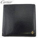 【冬のTHEセール 30%OFF】カルティエ 二つ折り 財布 ミニ財布 メンズ パシャ ブラック ゴールド レザー Cartier 【カルティエ】 T18847 【中古】