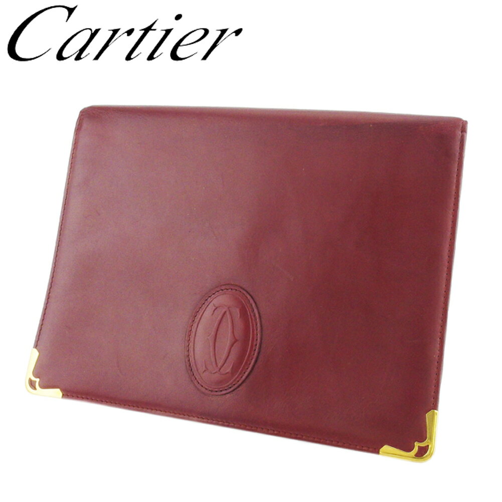 【ブラックフライデー21％OFFクーポン】カルティエ クラッチバッグ ブランドバッグ バック セカンドバッグ バッグ レディース メンズ ボルドー ゴールド レザー マストライン 【中古】 t18930 ブランド ハイブランド ヴィンテージ 送料無料
