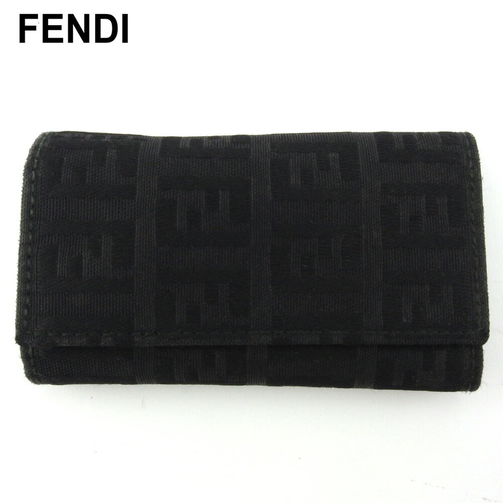 【スプリングセール30％OFF】フェンディ キーケース 6連キーケース レディース メンズ ズッキーノ ブラック キャンバス×レザー FENDI t18990s 【中古】