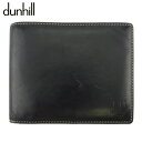 【スプリングセール30％OFF】ダンヒル 二つ折り 財布 ミニ財布 メンズ ロングテールロゴ ADV8 ブラック レザー dunhill t19006s 【中古】