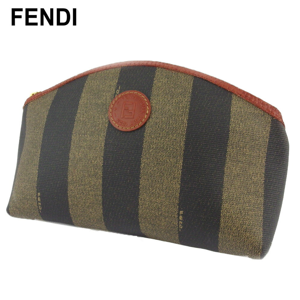 【スプリングセール30％OFF】フェンディ ポーチ 化粧ポーチ レディース メンズ ペカン ブラック ベージュ ブラウン PVC FENDI t19051s 【中古】