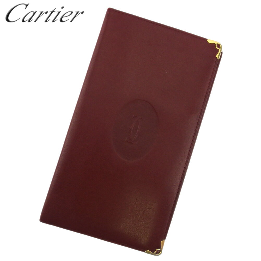 【スプリングセール30％OFF】カルティエ 長札入れ 札入れ レディース メンズ マストライン ボルドー ゴールド レザー Cartier C3975 【中古】