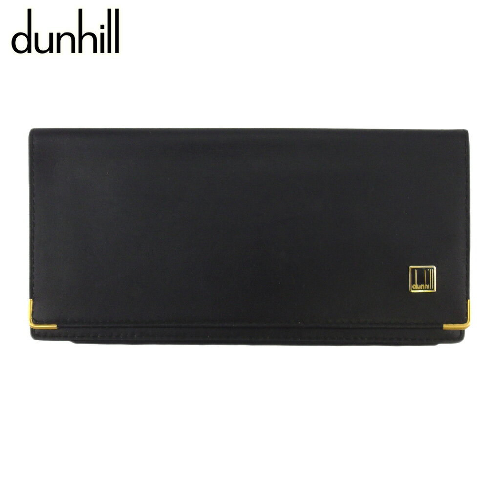 【スプリングセール30％OFF】ダンヒル 長札入れ 札入れ メンズ ロゴプレート ブラック ゴールド レザー dunhill C3980 【中古】