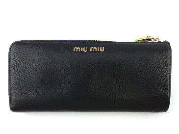 【4000円オフクーポン】 【中古】 ミュウミュウ miu miu 長財布 L字ファスナー 財布 リボン レディース スタッズ＆ストーン付き t19258_b