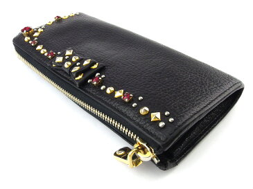 【4000円オフクーポン】 【中古】 ミュウミュウ miu miu 長財布 L字ファスナー 財布 リボン レディース スタッズ&ストーン付き t19258_b