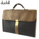 【スプリングセール30％OFF】ダンヒル ビジネスバッグ ブリーフケース メンズ ヘリンボーン ブラック ブラウン ゴールド PVC×レザー dunhill T19265 【中古】