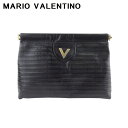 【スプリングセール】【中古】 マリオ ヴァレンティノ クラッチバッグ セカンドバッグ バッグ レディース メンズ Vマーク ブラック ゴールド レザー MARI...