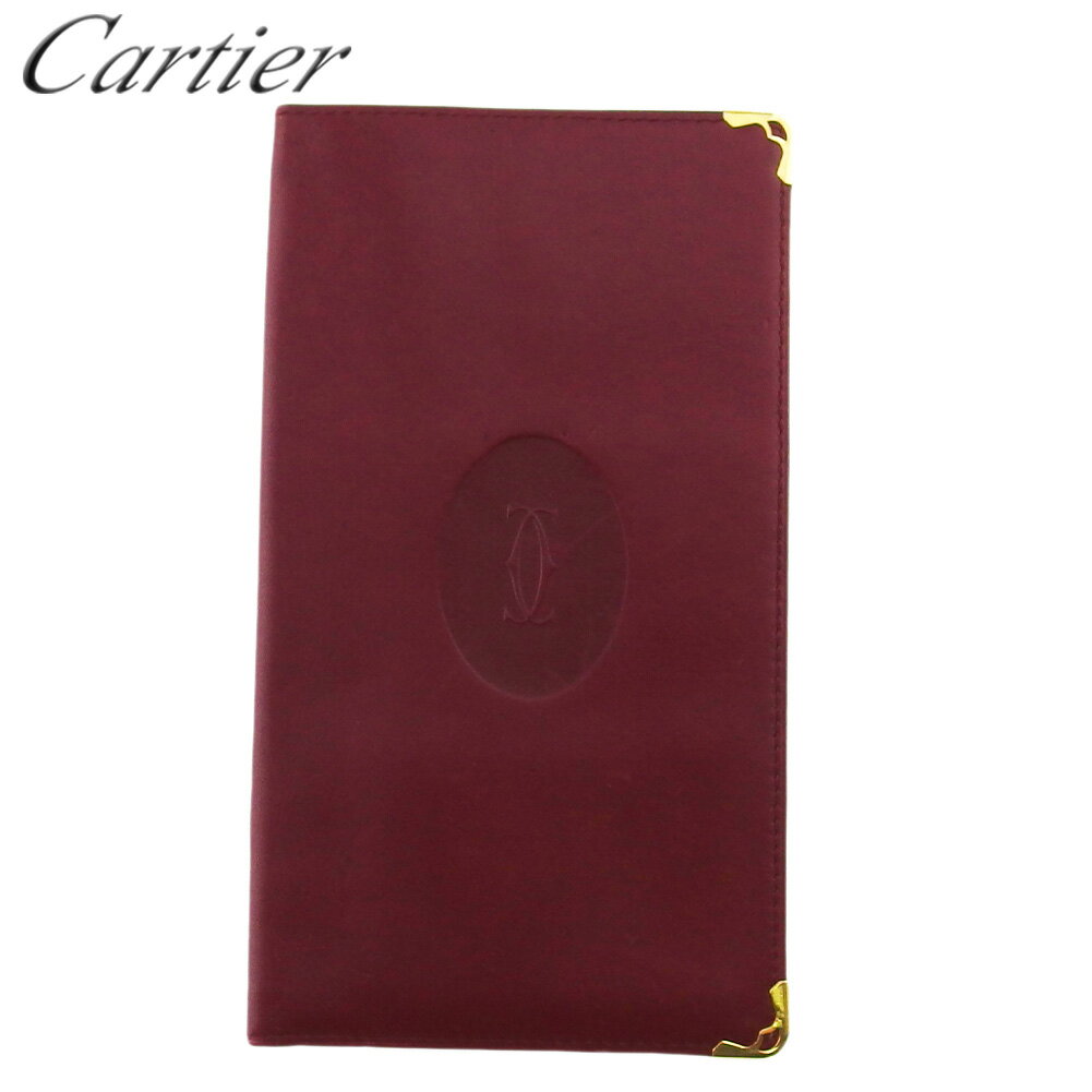 【スプリングセール30％OFF】カルティエ 長札入れ 札入れ レディース メンズ マストライン ボルドー ゴールド レザー Cartier b1158s 【中古】