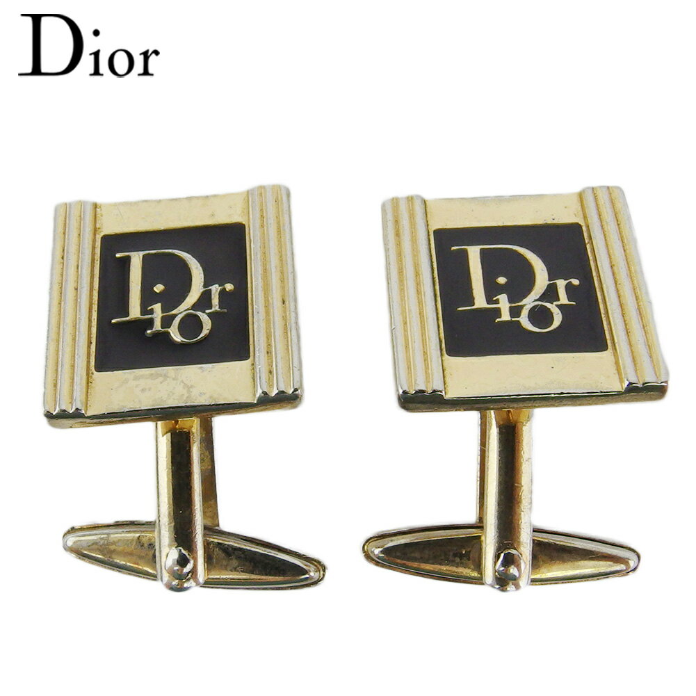 【楽天スーパーSALE 最大50%OFF】ディオール カフス カフリンクス メンズ スウィヴル式 ロゴ ゴールド ブラック ゴールドメッキ Dior T1993...