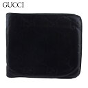 【春の大感謝祭 30％OFF】グッチ 二つ折り 財布 ミニ財布 メンズ グッチシマ ブラック レザー GUCCI c4137s 【中古】