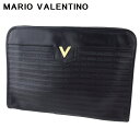 【スプリングセール30％OFF】マリオ ヴァレンティノ クラッチバッグ セカンドバッグ バッグ レディース メンズ Vマーク ブラック ゴールド レザー MARIO VALENTINO h810s 【中古】
