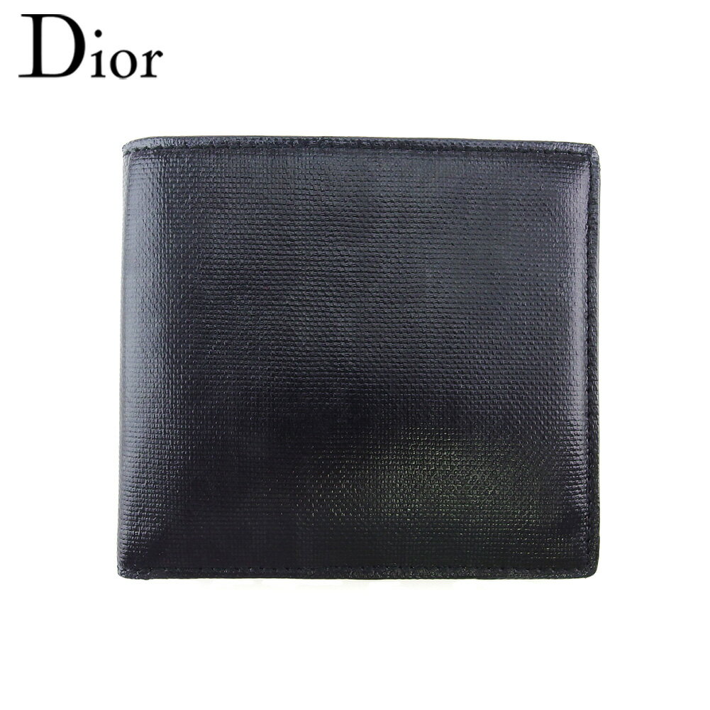 【楽天スーパーSALE40%OFF】ディオール オム 二つ折り 札入れ ミニ札入れ メンズ トロッター ブラック PVC×レザー DIOR HOMME T19815 【中古】