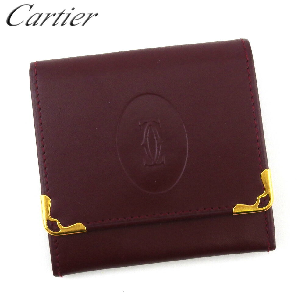 【スプリングセール30％OFF】カルティエ コインケース 小銭入れ レディース メンズ マストライン ボルドー ゴールド レザー Cartier t19860s 【中古】