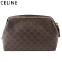 【スプリングセール】セリーヌ ポーチ 化粧ポーチ レディース メンズ マカダム ブラウン ベージュ PVC×レザー CELINE T20069 【中古】