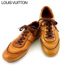 【スプリングセール】ルイ ヴィトン スニーカー シューズ 靴 レディース ♯34 ローカット ロゴ ライトブラウン ブラウン レザー LOUIS VUITTON...