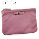 【春の大感謝祭 30％OFF】フルラ ポーチ 化粧ポーチ レディース リボン パープル ゴールド レザー FURLA T20088 【中古】