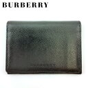 【春の大感謝祭 30％OFF】【中古】 バーバリー カードケース パスケース 名刺入れ メンズ ロゴ ブラック レザー BURBERRY T20091