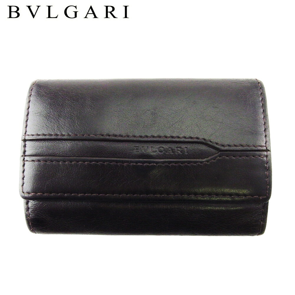 【スプリングセール30％OFF】【中古】 ブルガリ キーケース 6連キーケース メンズ オクト ブラウン シルバー レザー BVLGARI T20171