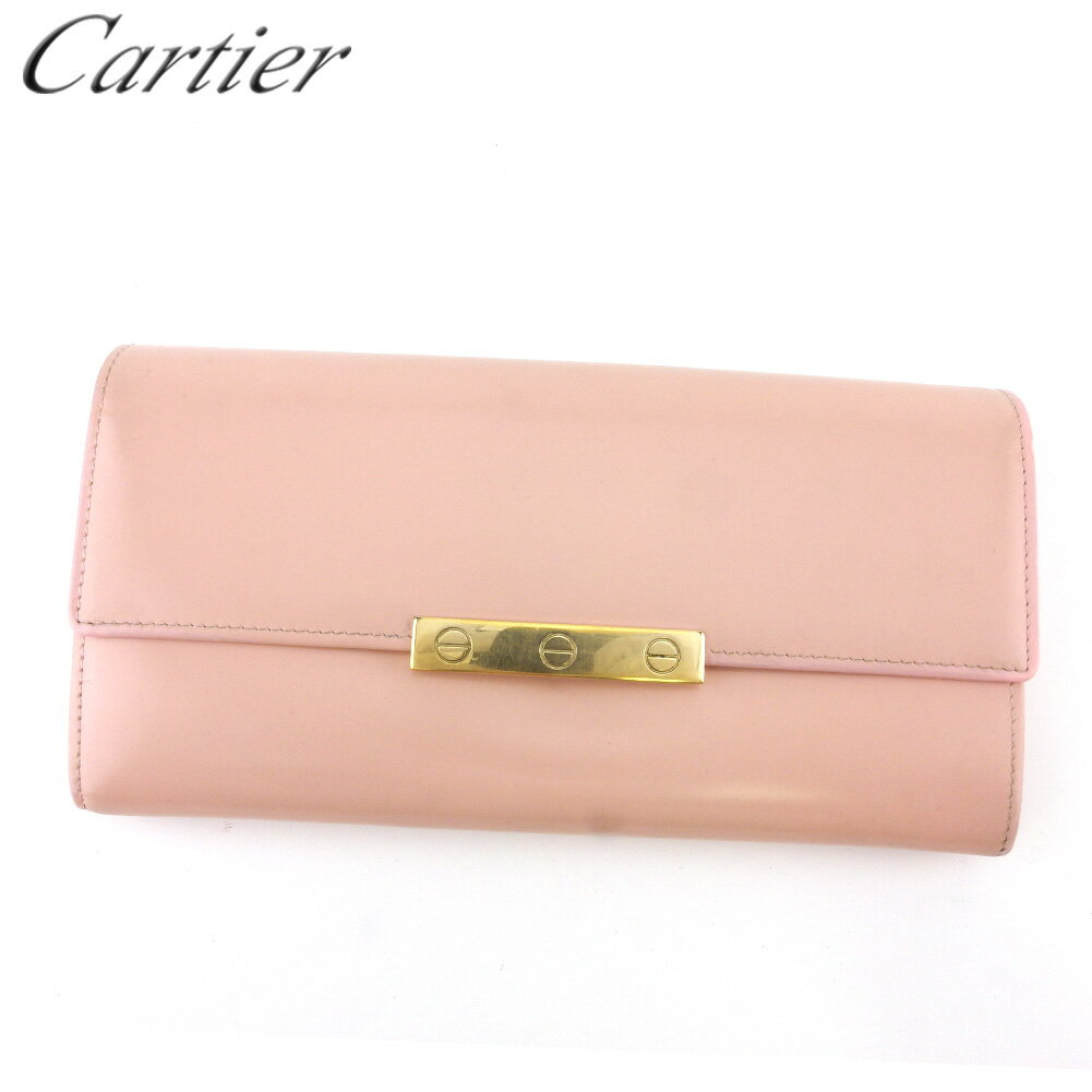 【楽天スーパーSALE 最大50％OFF】カルティエ 長財布 ファスナー付き 財布 レディース ラブコレクション ピンク ゴールド レザー Cartier T20308 【中古】 ブランド ハイブランド ヴィンテージ 送料無料