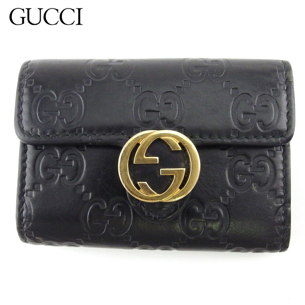 【ブラックフライデー21％OFFクーポン】グッチ キーケース 6連キーケース レディース メンズ インターロッキングG グッチシマ ブラック ゴールド レザー GUCCI T20417 【中古】 ブランド ハイブランド ヴィンテージ 送料無料