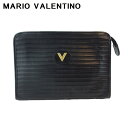 【冬のTHEセール 30%OFF】マリオ ヴァレンティノ クラッチバッグ セカンドバッグ バッグ レディース メンズ Vマーク ブラック ゴールド レザー MARIO VALENTINO T20656 【中古】