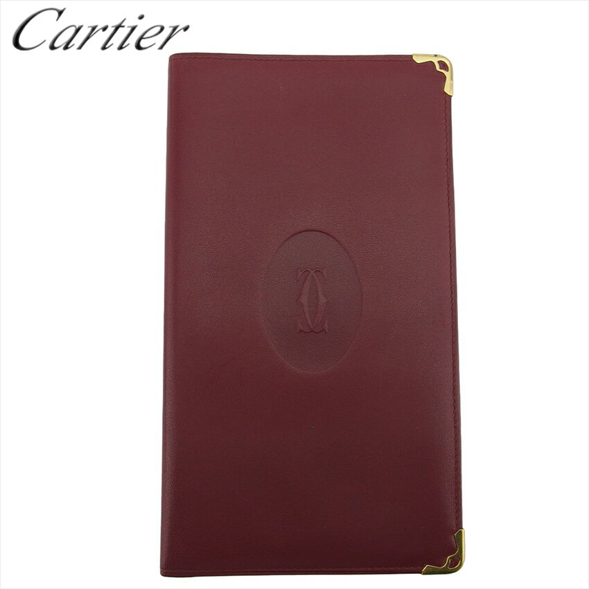 【スプリングセール30％OFF】カルティエ 長札入れ 札入れ レディース メンズ マストライン ボルドー ゴールド レザー Cartier t20740s 【中古】