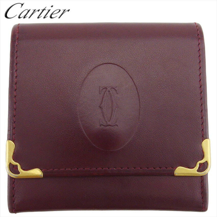 【スプリングセール30％OFF】カルティエ コインケース 小銭入れ レディース メンズ マストライン ボルドー ゴールド レザー Cartier T20765 【中古】