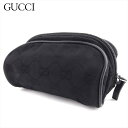 グッチ ポーチ 化粧ポーチ レディース メンズ GGキャンバス ブラック キャンバス GUCCI t20783s 【中古】