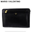 【冬のTHEセール 30%OFF】【中古】 マリオ ヴァレンティノ クラッチバッグ セカンドバッグ バッグ レディース メンズ Vマーク ブラック ゴールド シルバー レザー MARIO VALENTINO T21613