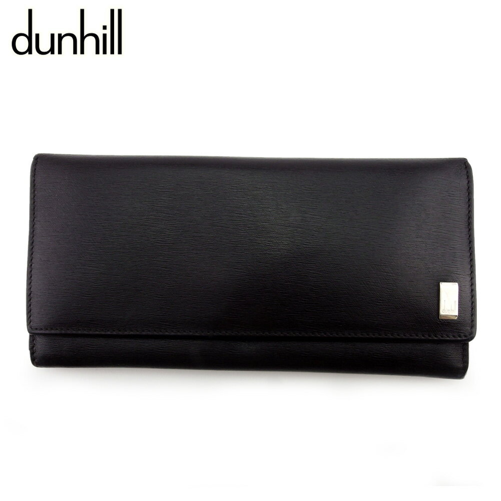 【スプリングセール】ダンヒル 長財布 ファスナー付き 財布 メンズ サイドカー ブラウン シルバー レザー dunhill T22459 【中古】