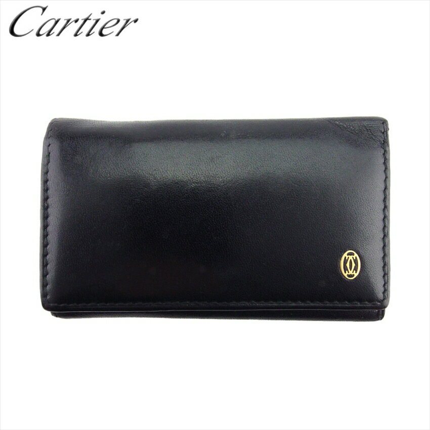 【2000円オフクーポン】 【中古】 カルティエ キーケース 6連キーケース レディース メンズ ブラック レザー Cartier T21030