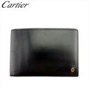 カルティエ 二つ折り 札入れ 小切手ケース付き メンズ パシャ ブラック ゴールド レザー Cartier c4398s 【中古】