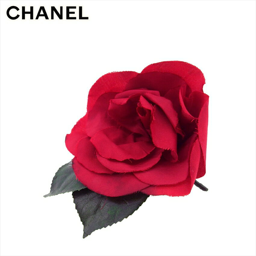 【スプリングセール30％OFF】シャネル コサージュ ピンブローチ レディース フラワー 花 カメリア レッド グリーン CHANEL t21219s 【中古】