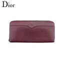【スプリングセール】【中古】 ディオール 長財布 ラウンドファスナー レディース メンズ ボルドー レザー Dior T21355(4)