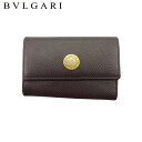 【スプリングセール】【中古】 ブルガリ キーケース レディース メンズ ロゴボタン クラシコ ブラウン ゴールド レザー BVLGARI T21419(4)