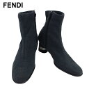 【春の大感謝祭 30％OFF】【中古】 フェンディ ブーツ シューズ 靴 レディース グレー×ブラック×シルバー ジャージ FENDI T22443