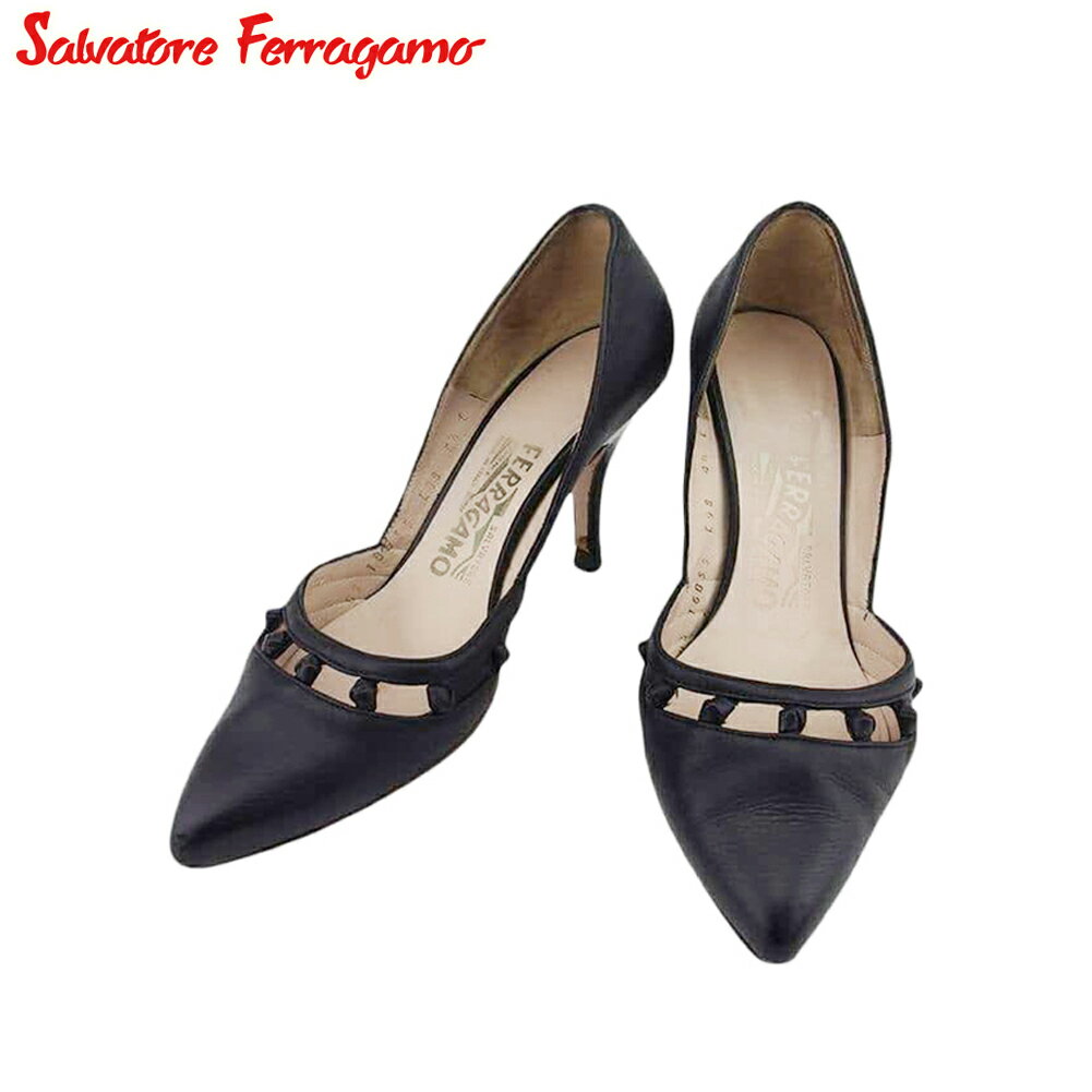 【スプリングセール30％OFF】【中古】 サルヴァトーレ フェラガモ パンプス メンズ可 レザー Salvatore Ferragamo H934