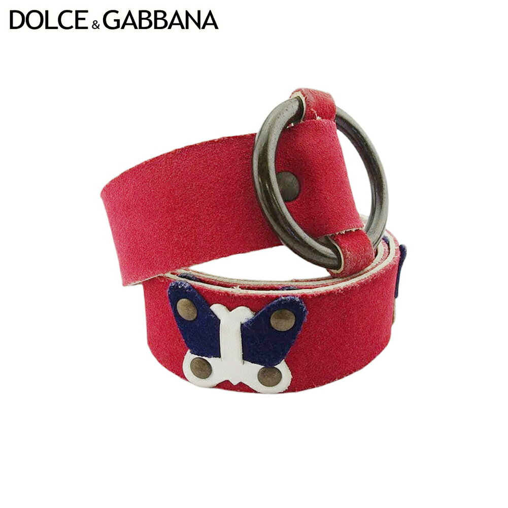 【スプリングセール30％OFF】【中古】 ドルチェ&ガッバーナ ベルト メンズ可 レッド ブルー ホワイト 白 スエード DOLCE&GABBANA T21935