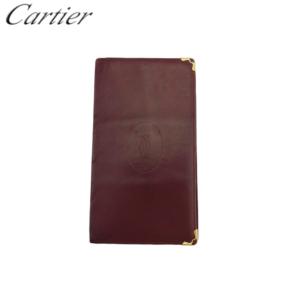 【スプリングセール】【中古】 カルティエ 長札入れ 札入れ レディース メンズ マストライン ボルドー ゴールド レザー Cartier T22311