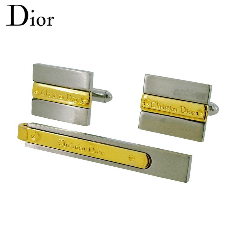 【楽天スーパーSALE 最大50%OFF】【中古】 ディオール カフス タイピン カフリンクス ネクタイピン メンズ ロゴ スウィヴル式 クリップ式 2アイテム...