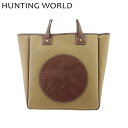 【スプリングセール】【中古】 ハンティングワールド トートバッグ ショルダーバッグ ベージュ×ブラウン キャンバス×レザー HUNTING WORLD T23682(4)