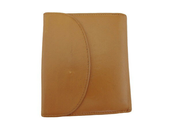 【中古】 ロエベ Wホック 財布 コンパクトウォレット ライトキャメル カーフレザー LOEWE T23707