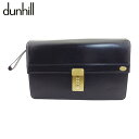 【スプリングセール】【中古】 ダンヒル クラッチバッグ ハンドバッグ ブラック×ゴールド レザー dunhill T23747