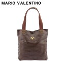 【スプリングセール】【中古】 マリオ ヴァレンティノ トートバッグ トート ショルダー バッグ レディース メンズ Vマーク ブラウン PVC×レザー×ゴールド...