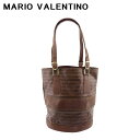 【スプリングセール】【中古】 マリオ ヴァレンティノ トートバッグ トート ショルダー バッグ レディース メンズ 内側ポーチ付き ロゴ ブラウン PVC×レザ...