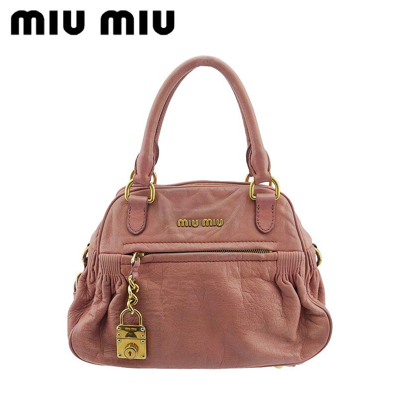 【楽天スーパーSALE 最大50%OFF】【中古】 ミュウミュウ 2WAY ショルダーバッグ ハンド 斜め掛け バッグ レディース カデナモチーフチャーム付き ...